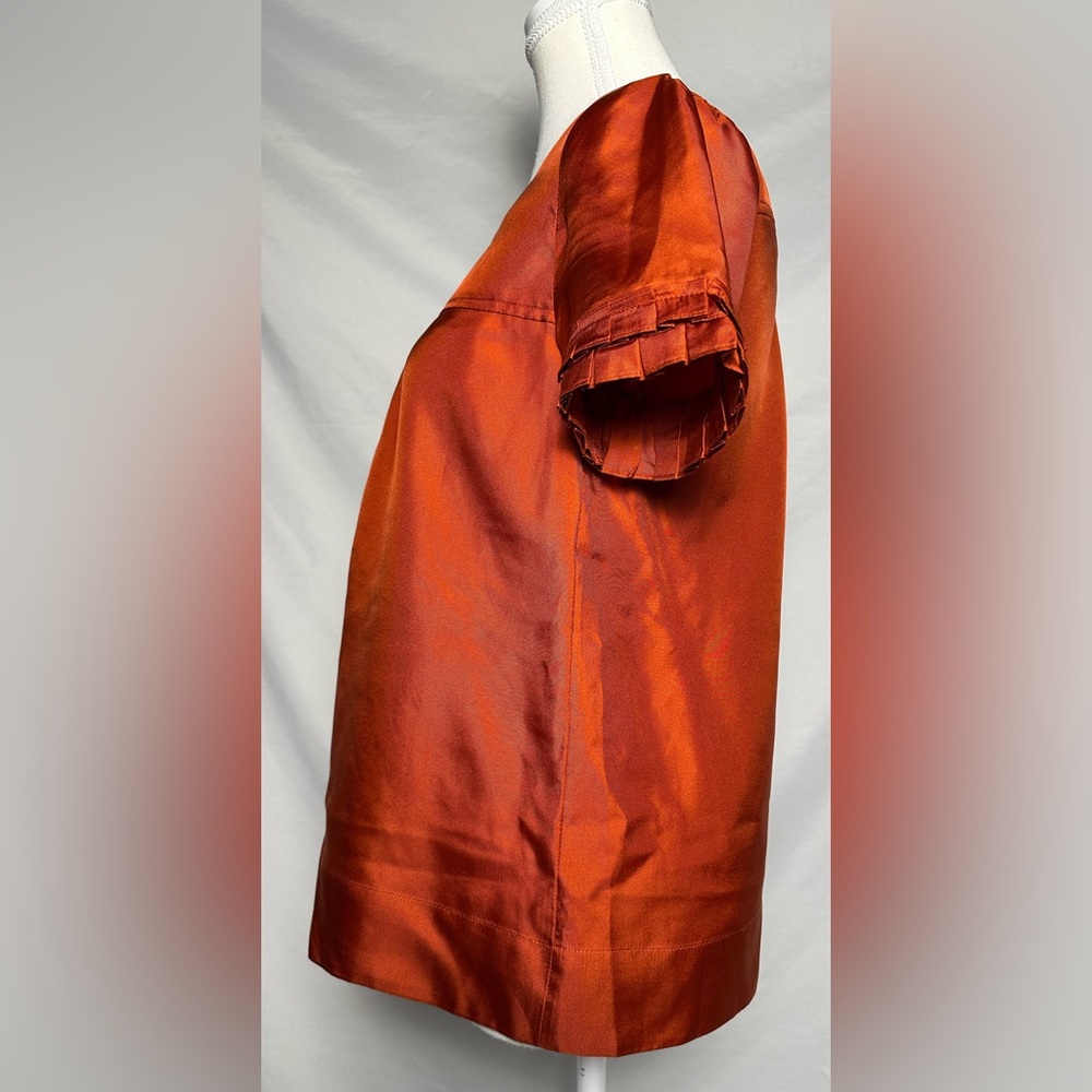 BANANA‎ REPUBLIC 100% Silk Orange Careerwear Preppy Short Sleeve Size XS - Picture 3 of 6